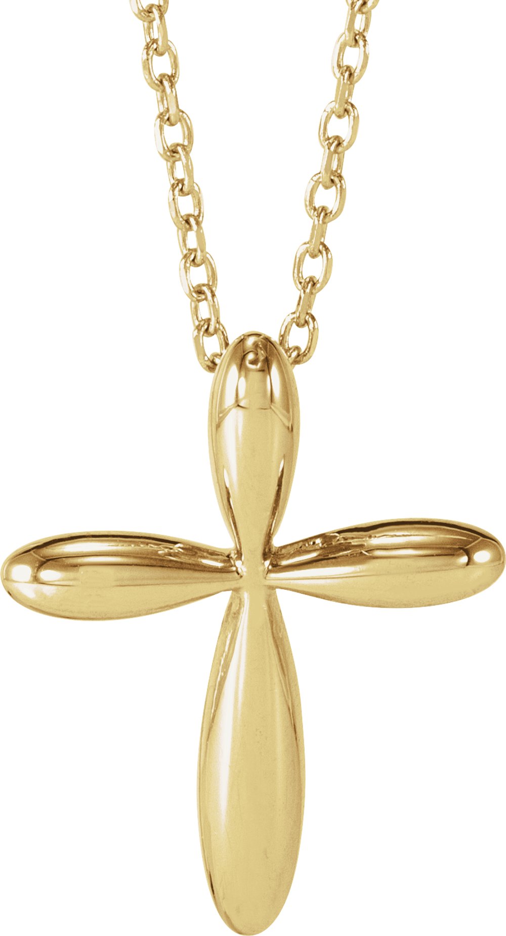 14K Yellow Gold 17x13 mm Cross 16-18" Necklace