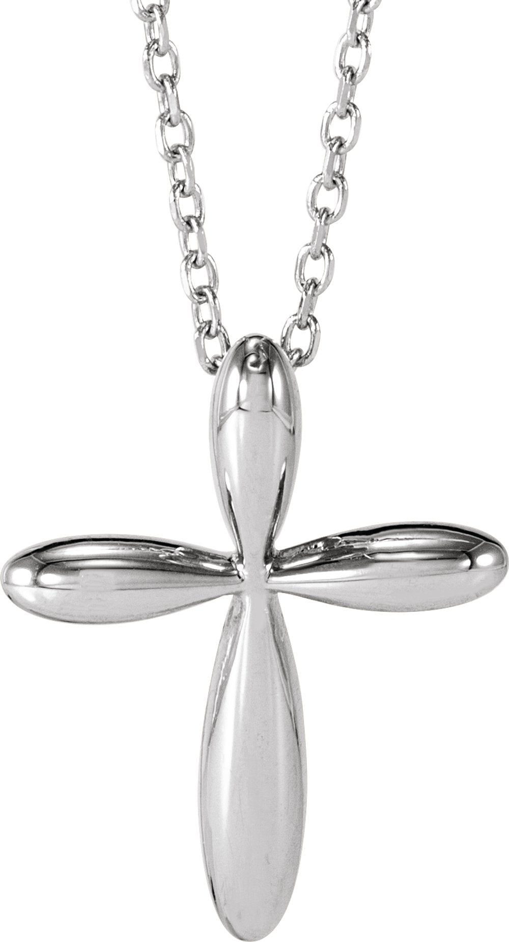 14K White Gold 17x13 mm Cross 16-18" Necklace