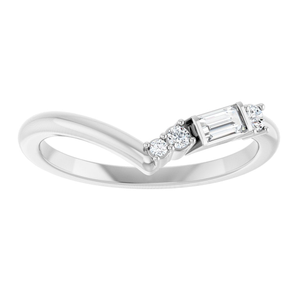 14K White 1/6 CTW Natural Diamond Contour Band
