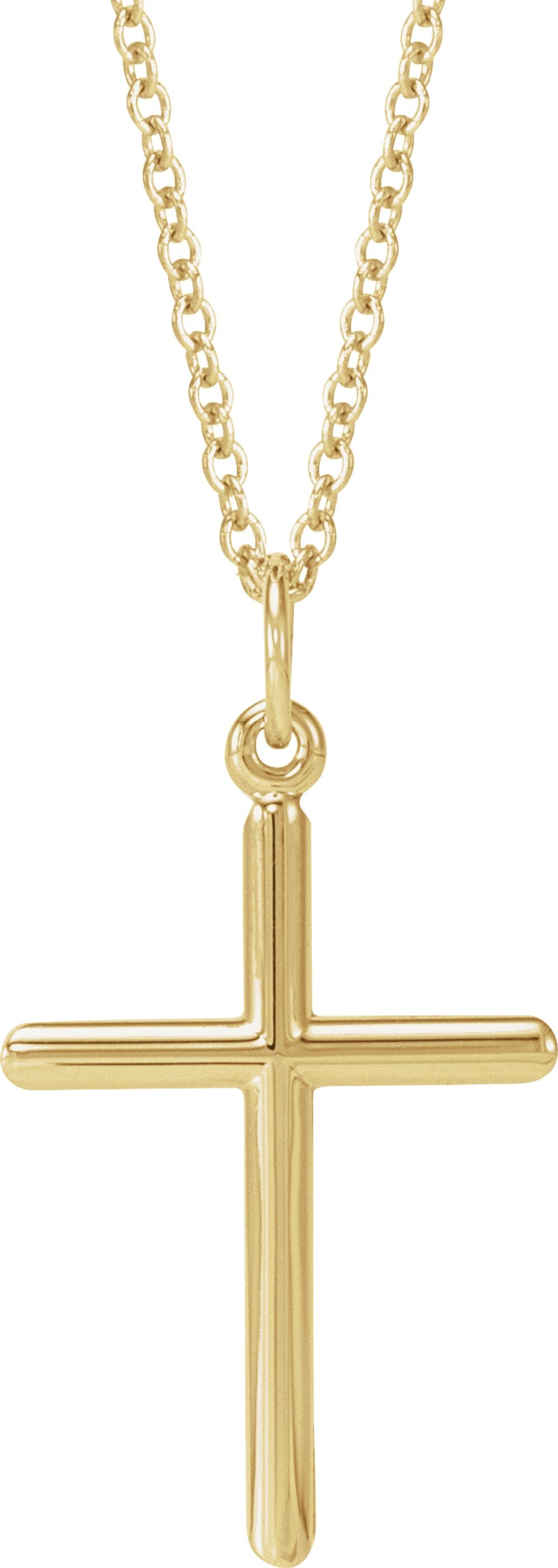 14K Yellow Gold Cross 18" Necklace