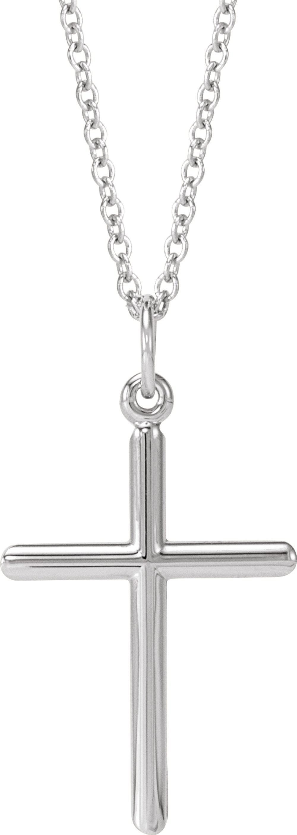 14K White Gold Cross 18" Necklace