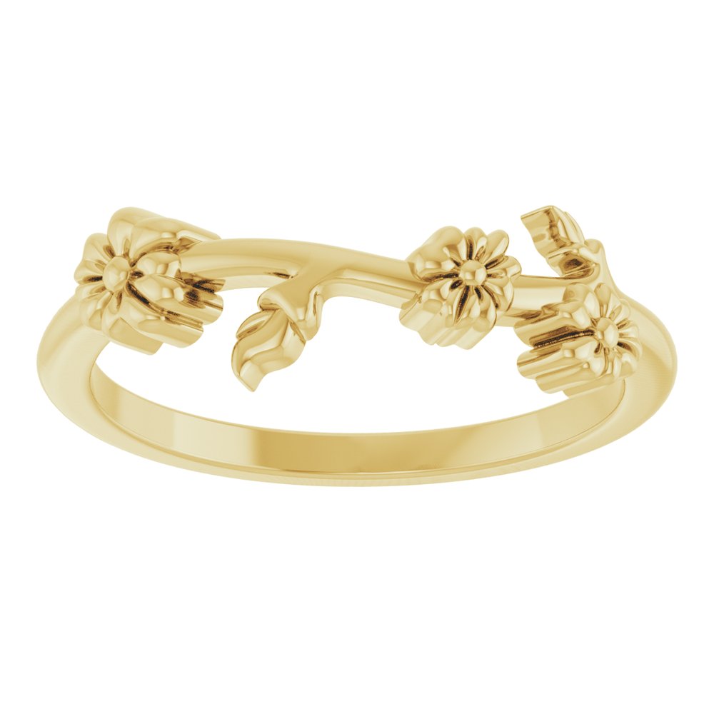 14K Yellow Floral Stackable Ring