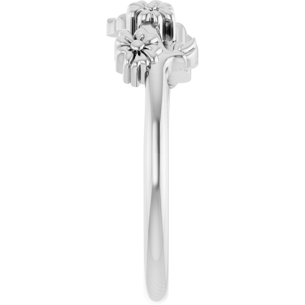 Sterling Silver Floral Stackable Ring
