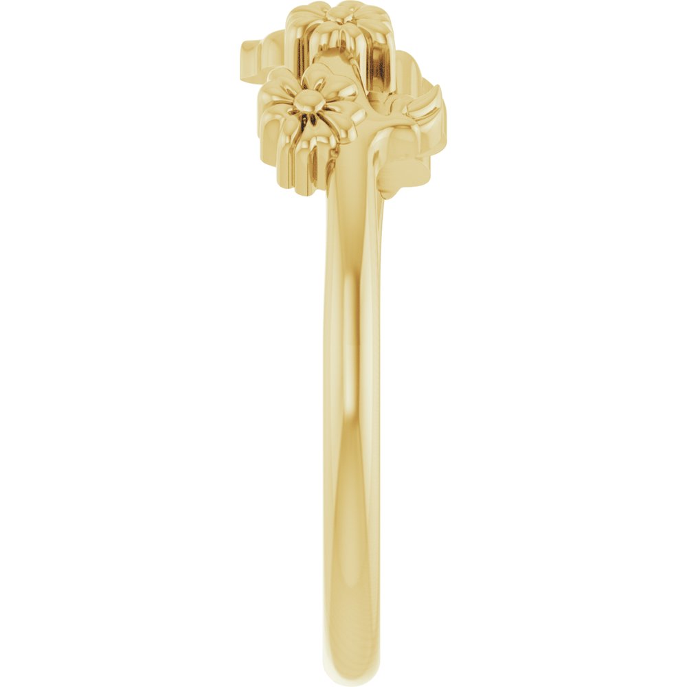 14K Yellow Floral Stackable Ring
