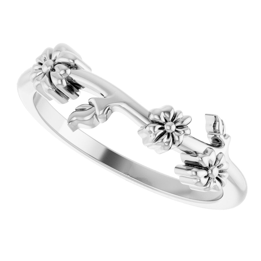 Sterling Silver Floral Stackable Ring