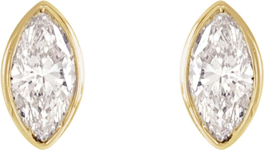 14K Yellow .06 CTW Natural Diamond Solitaire Bezel-Set Earrings
