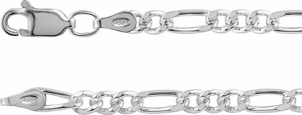 Sterling Silver 3.5 mm Figaro 18" Chain