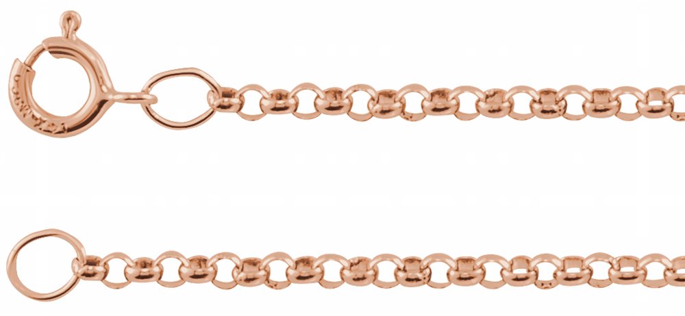 14K Rose Gold 1.5 mm Rolo 20" Chain