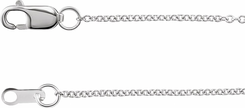 10K White Gold 1 mm Cable 18" Chain