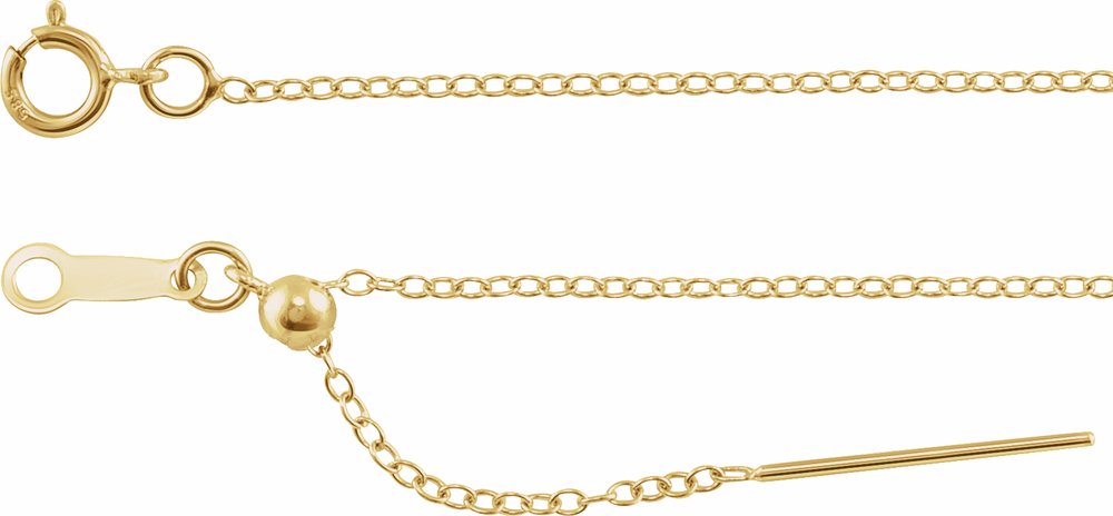 14K Yellow Gold-Filled 1.1 mm Adjustable Threader Cable 6-8" Chain