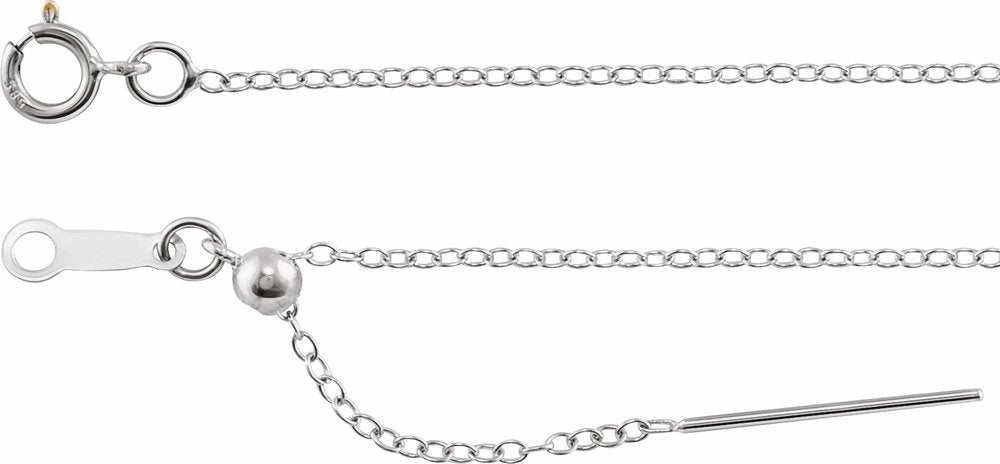 Sterling Silver 1.1 mm Adjustable Threader Cable 6-8" Chain