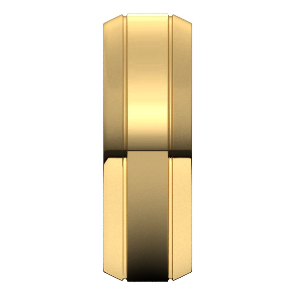 14K Yellow Gold 7 mm Beveled-Edge Grooved Comfort-Fit Half Round Band Size 12