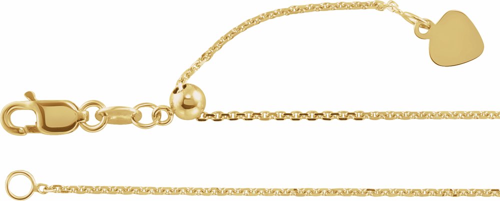 14K Yellow Gold 1 mm Adjustable Cable 16-22" Chain