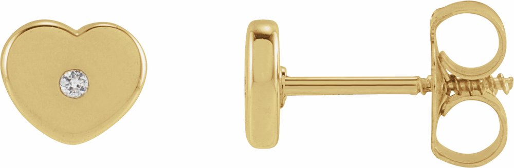 14K Yellow Gold .01 CTW Natural Diamond Youth Heart Earrings