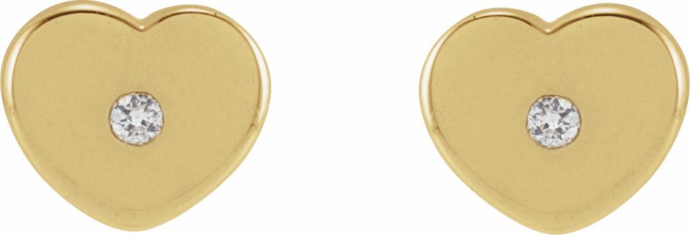 14K Yellow Gold .01 CTW Natural Diamond Youth Heart Earrings