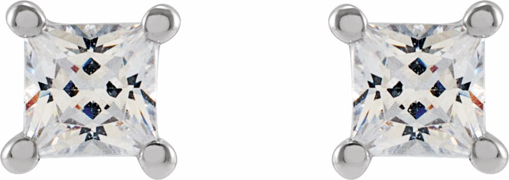 14K White 2.75 mm Square 1/4 CTW Lab-Grown Diamond Earrings
