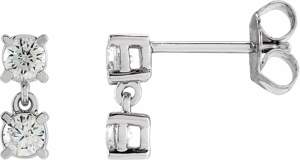 14K White Gold 1/2 CTW Lab-Grown Diamond Two-Stone Earrings