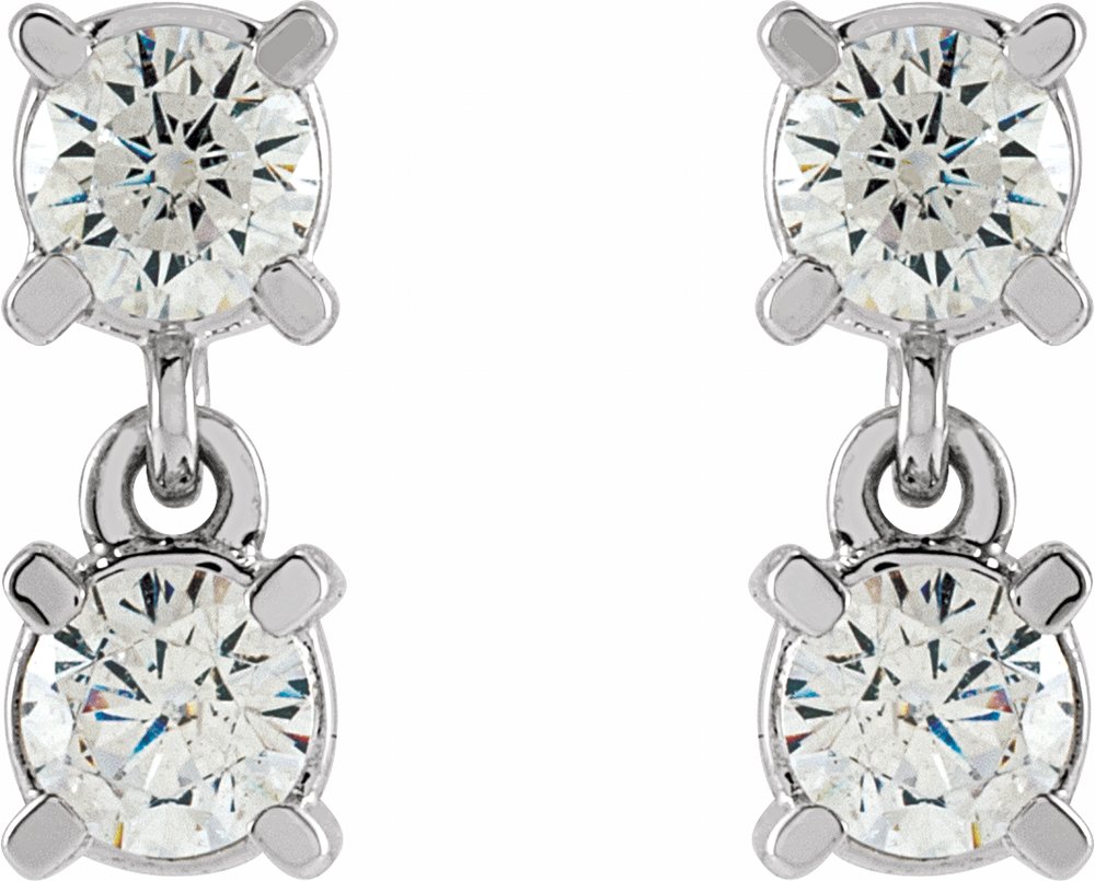 14K White 1/2 CTW Lab-Grown Diamond Two-Stone Earrings