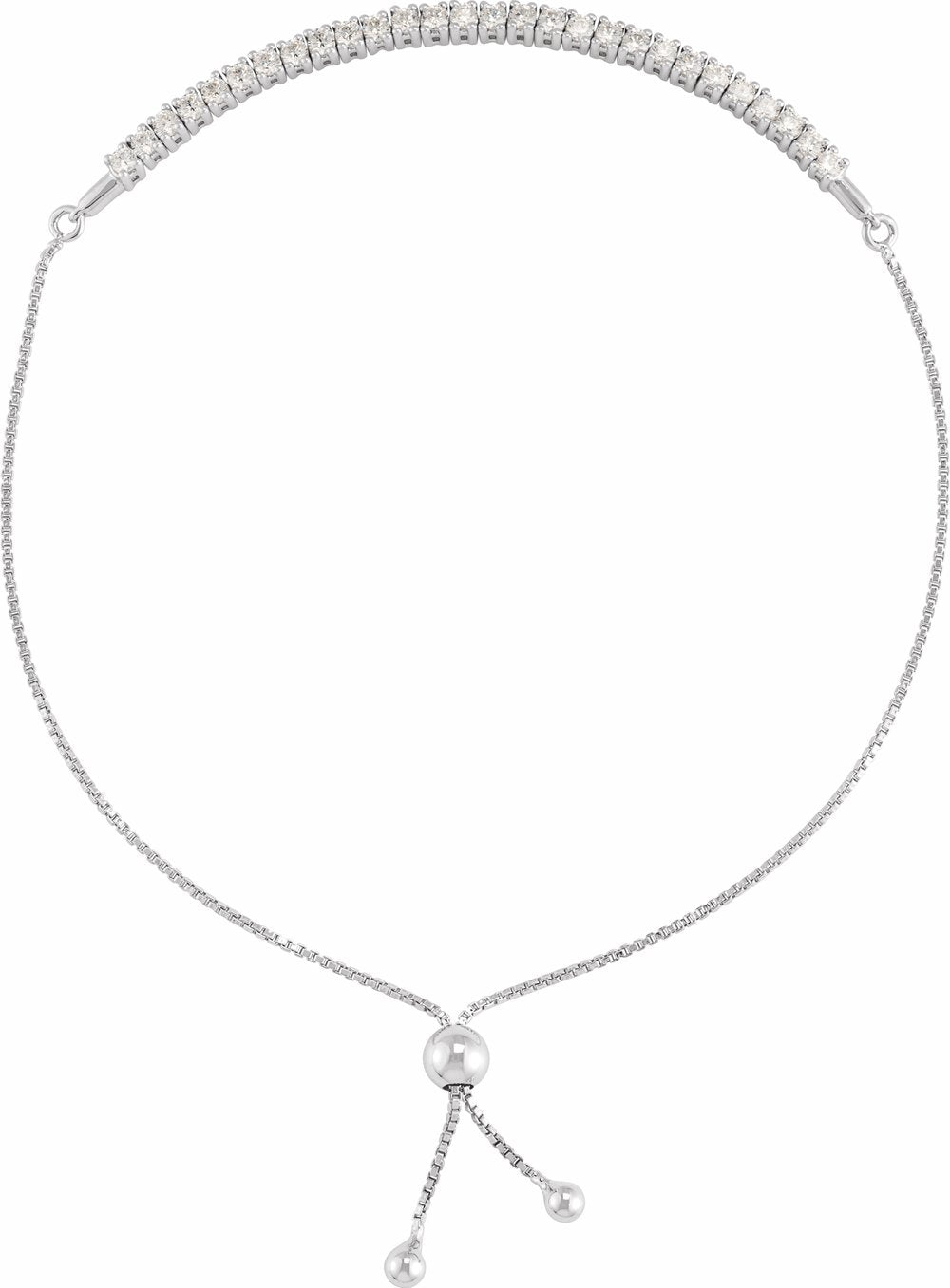 14K White Gold 1 CTW Lab-Grown Diamond Bolo 9 1/2" Bracelet