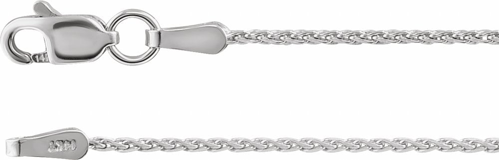 Rhodium-Plated Sterling Silver 1.05 mm Diamond-Cut Wheat 20" Chain