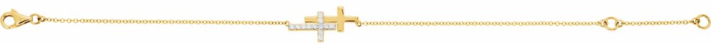 14K Yellow Gold 1/5 CTW Natural Diamond Double Sideways Cross 7-8" Bracelet