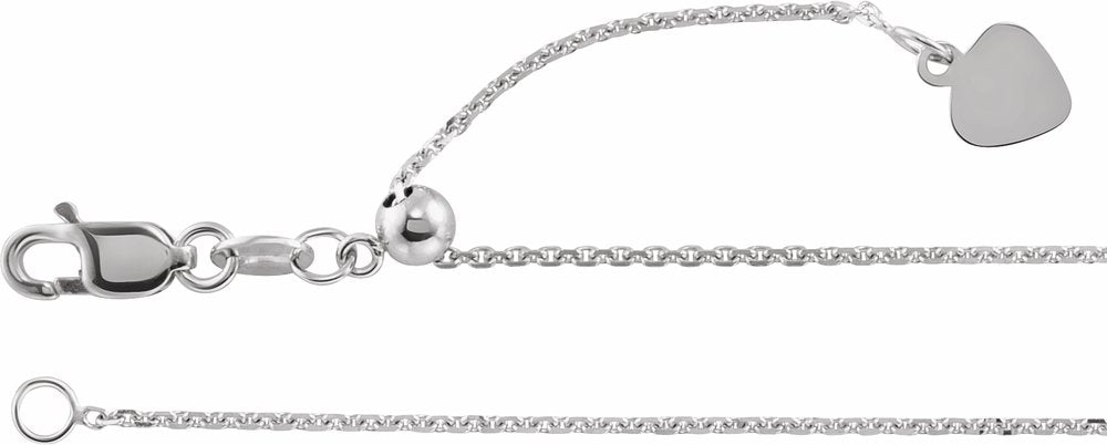 14K White Gold 1 mm Adjustable Cable 16-22" Chain