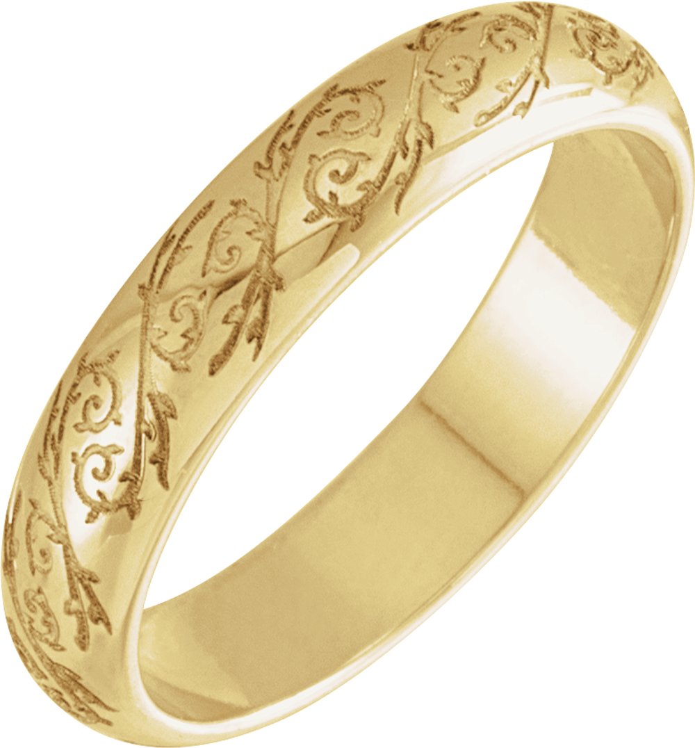 14K Yellow Gold 4 mm Sculptural Half Round Band Size 7.5