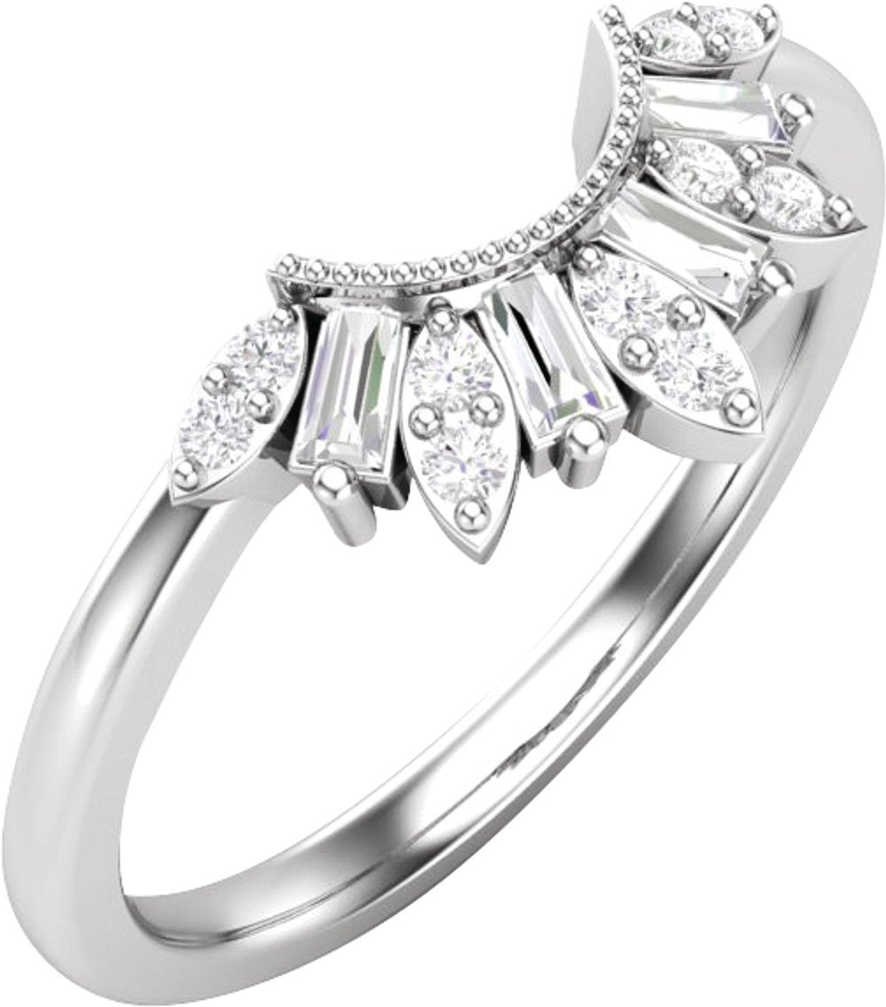 14K White Gold 1/5 CTW Natural Diamond Contour Band