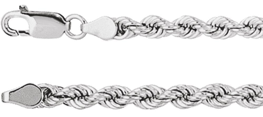 14K White Gold 4 mm Rope 20" Chain