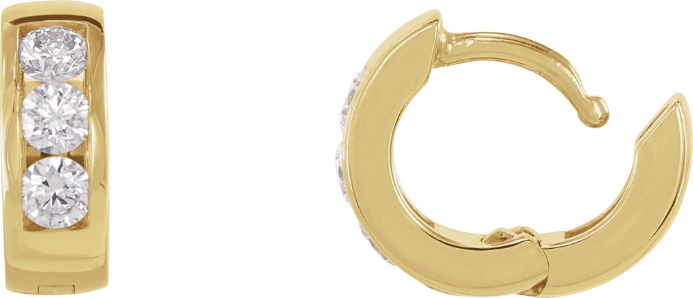 14K Yellow Gold 1/3 CTW Natural Diamond 10 mm Hinged Hoop Earrings