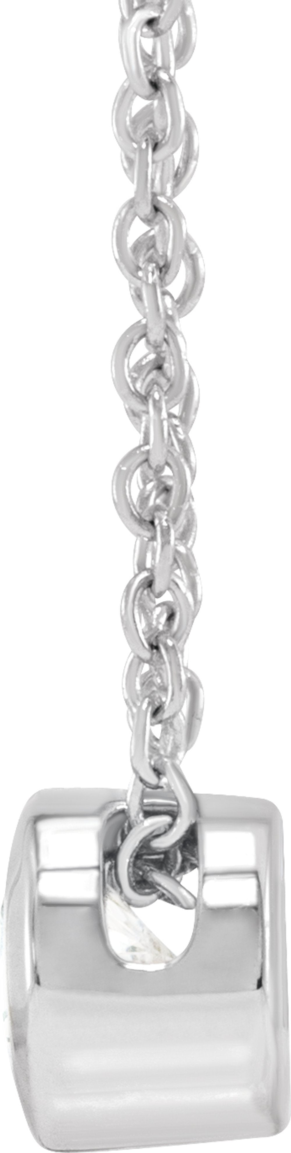 14K White Gold 1/4 CT Lab-Grown Diamond Solitaire 16-18" Necklace