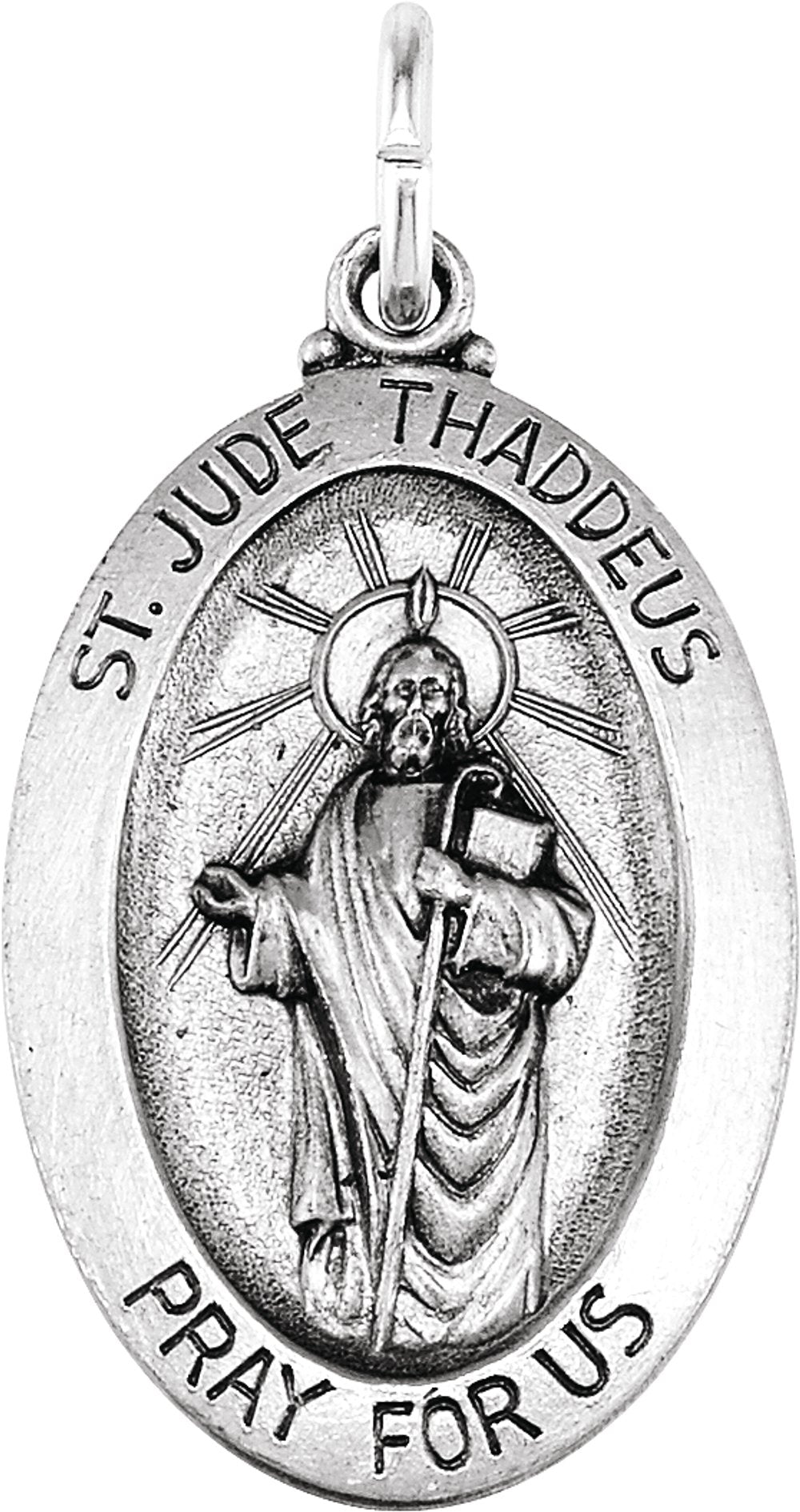 14K White Gold 19x13.5 mm Oval St. Jude Thaddeus Medal