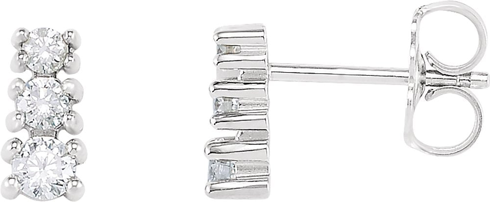 14K White 1/4 CTW Natural Diamond Three-Stone Earrings