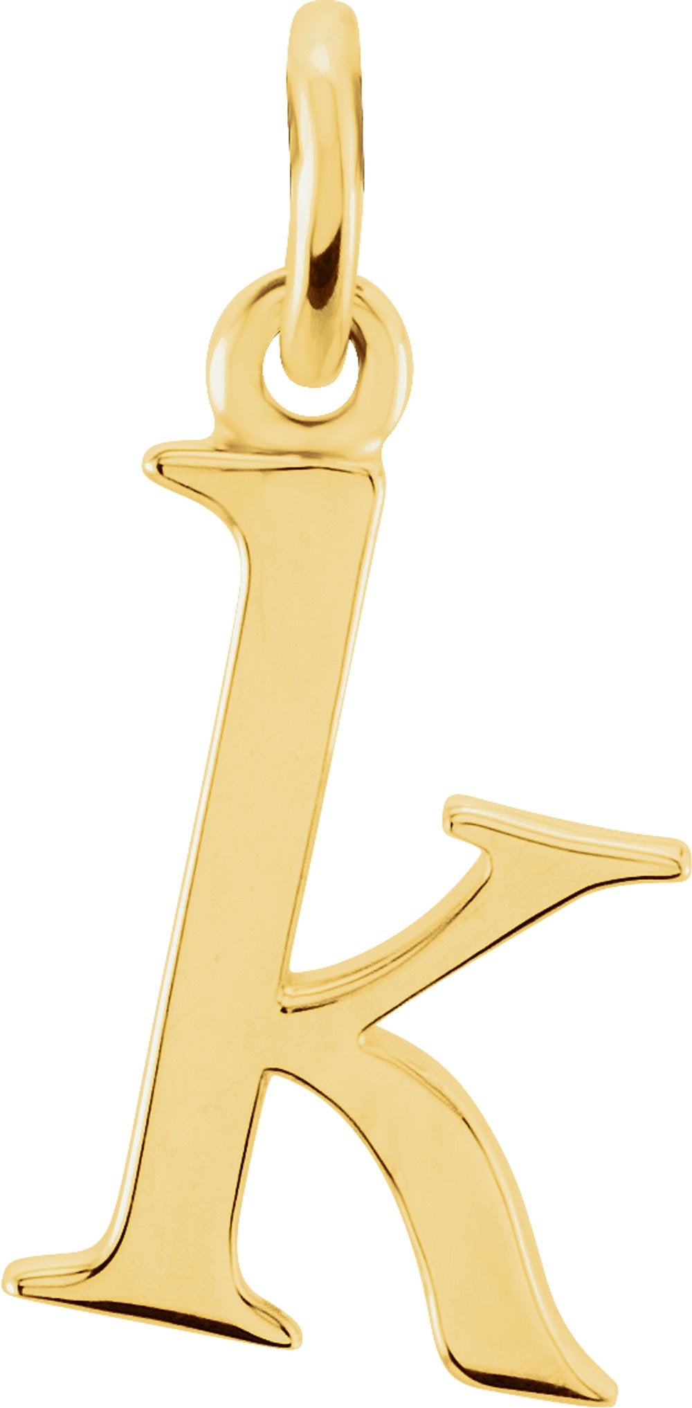 14K Yellow Gold Lowercase Initial k Charm/Pendant