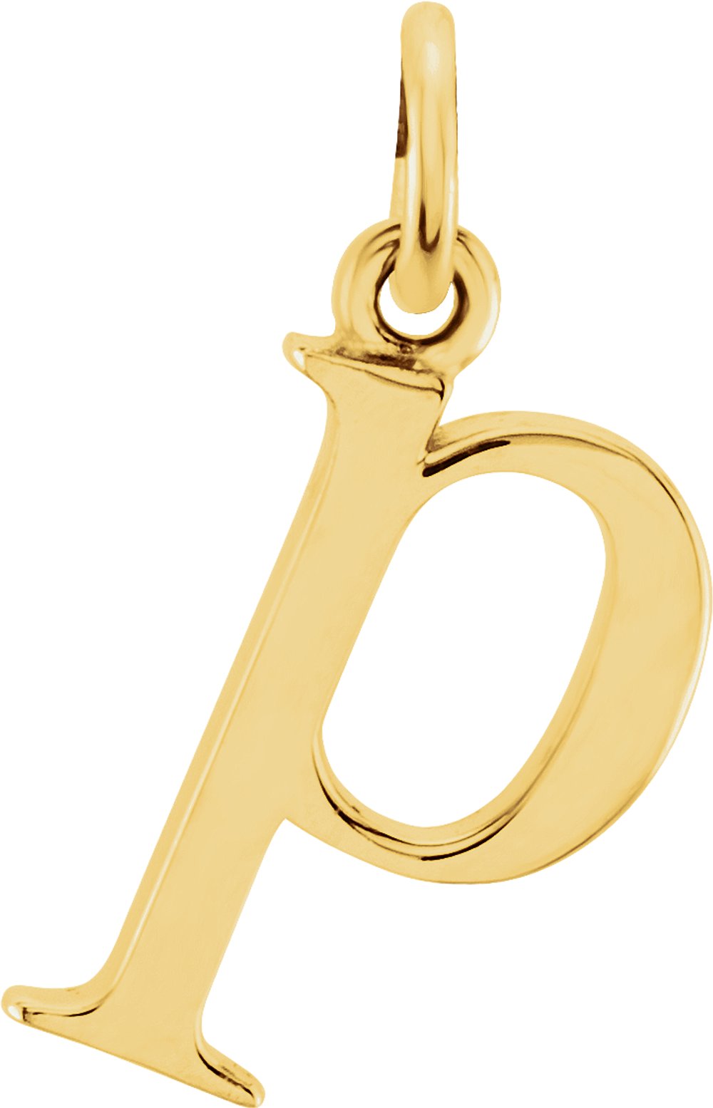18K Yellow Gold-Plated Sterling Silver Lowercase Initial p Charm/Pendant