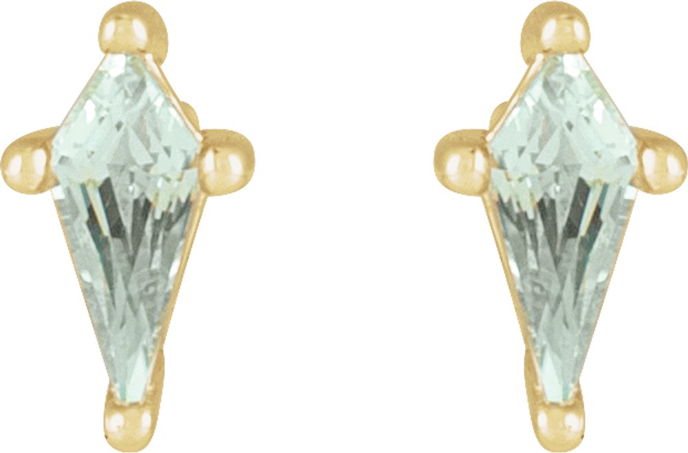 14K Yellow Lab-Grown Green Sapphire Earrings