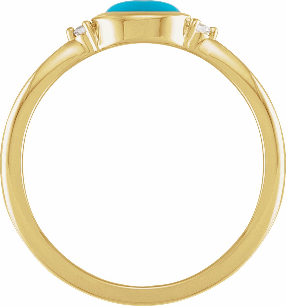 14K Yellow Gold Natural Turquoise & .03 CTW Natural Diamond Ring
