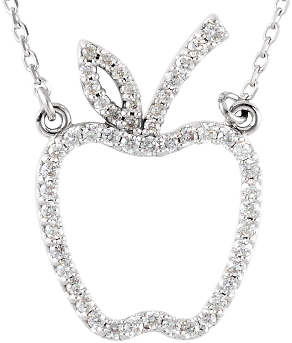 14K White Gold 1/5 CTW Natural Diamond Apple 16" Necklace