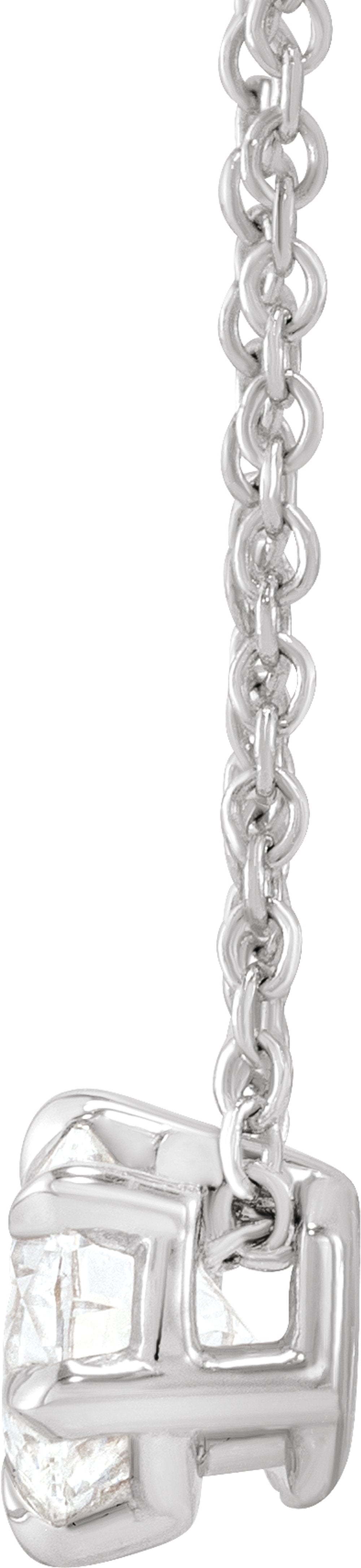 14K White Gold 1/2 CT Lab-Grown Diamond Solitaire 16-18" Necklace