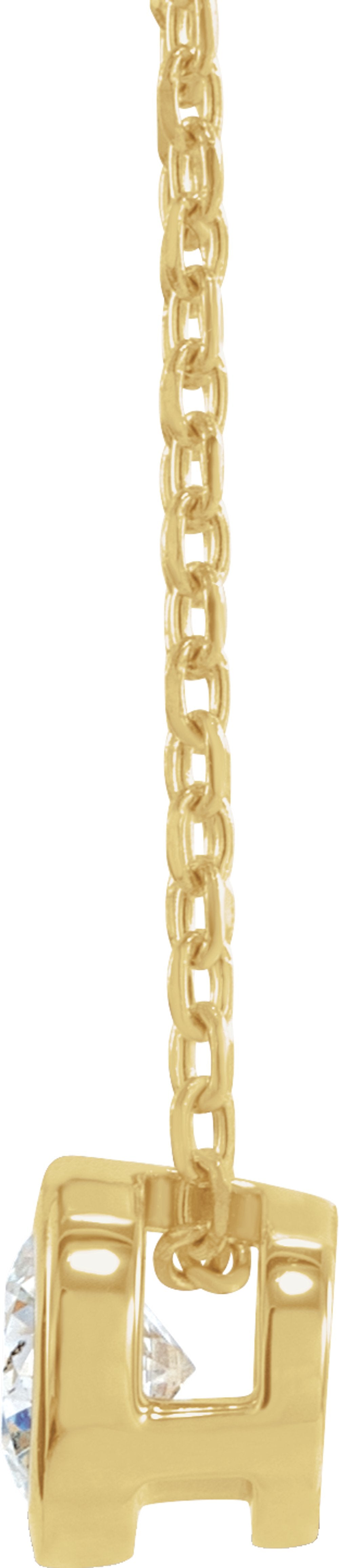14K Yellow Gold 1/4 CT Natural Diamond Bezel-Set 16-18" Necklace