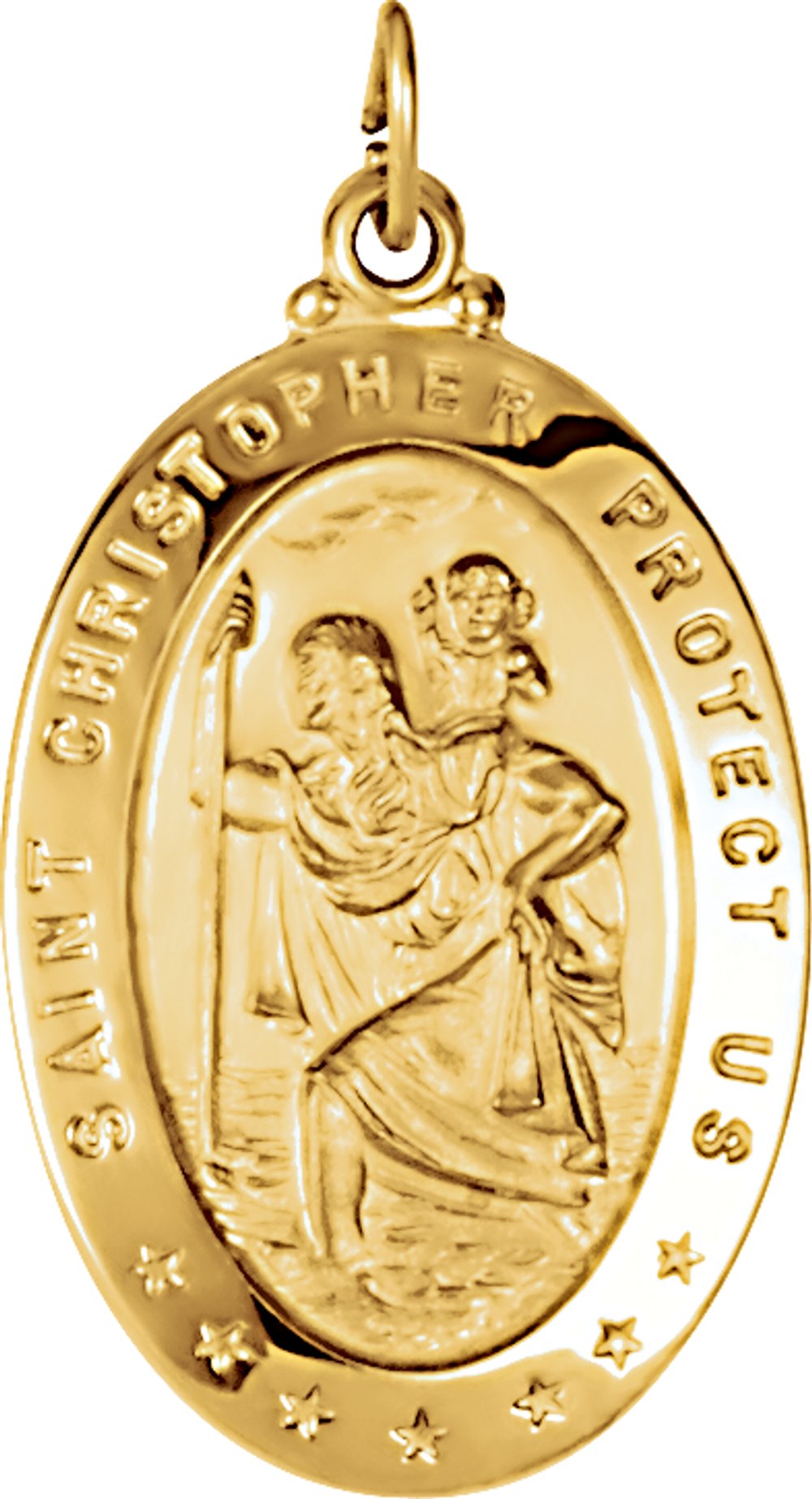 14K Yellow Gold 29x20 mm Oval St. Christopher Medal