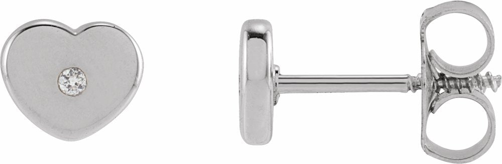 Sterling Silver .01 CTW Natural Diamond Youth Heart Earrings