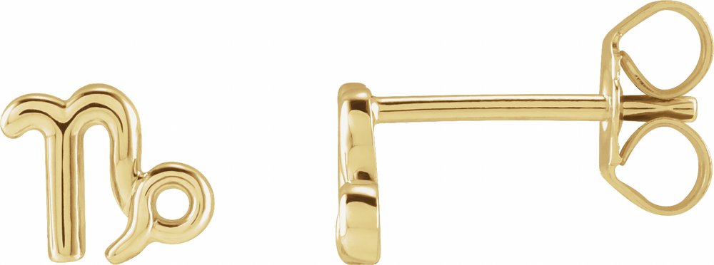 14K Yellow Capricorn Zodiac Earrings