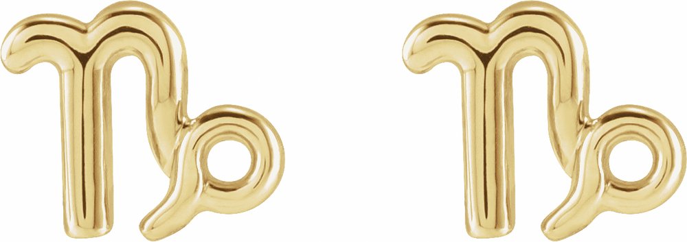 14K Yellow Capricorn Zodiac Earrings