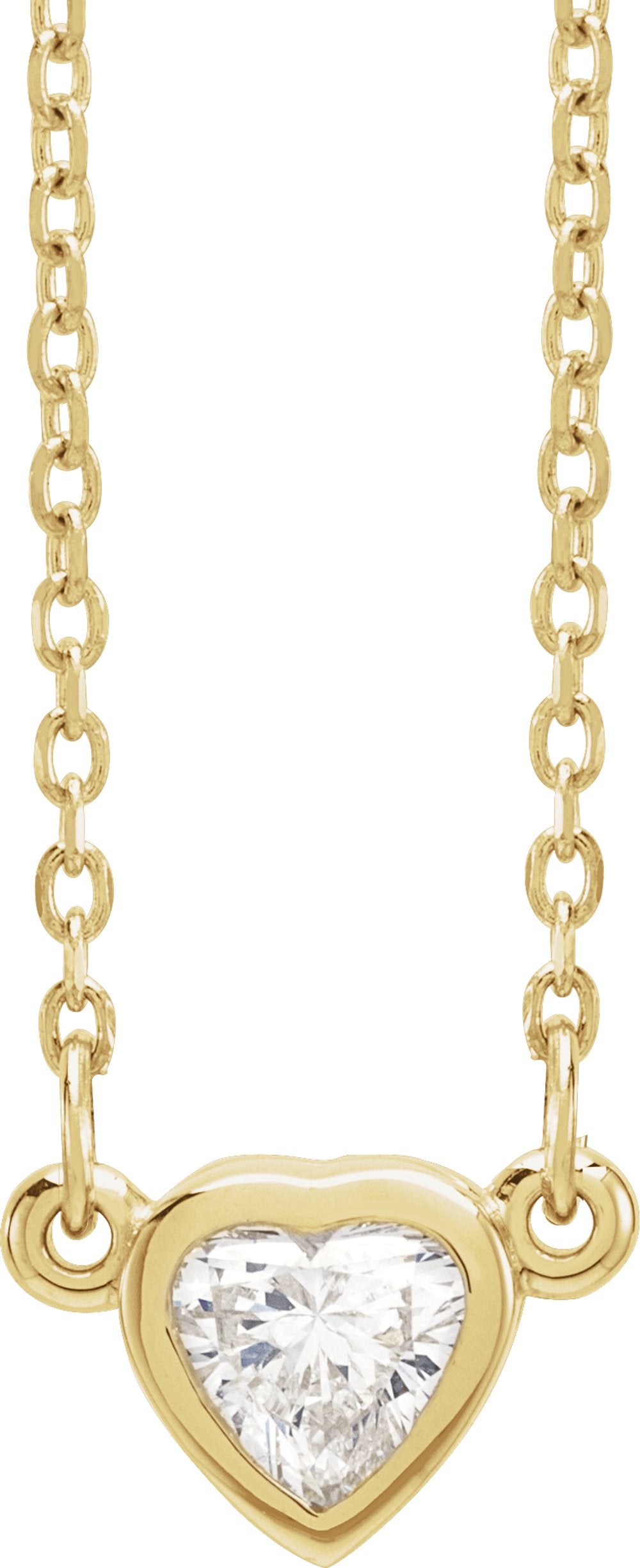 14K Yellow Gold 1/4 CT Natural Diamond Heart 16-18" Necklace
