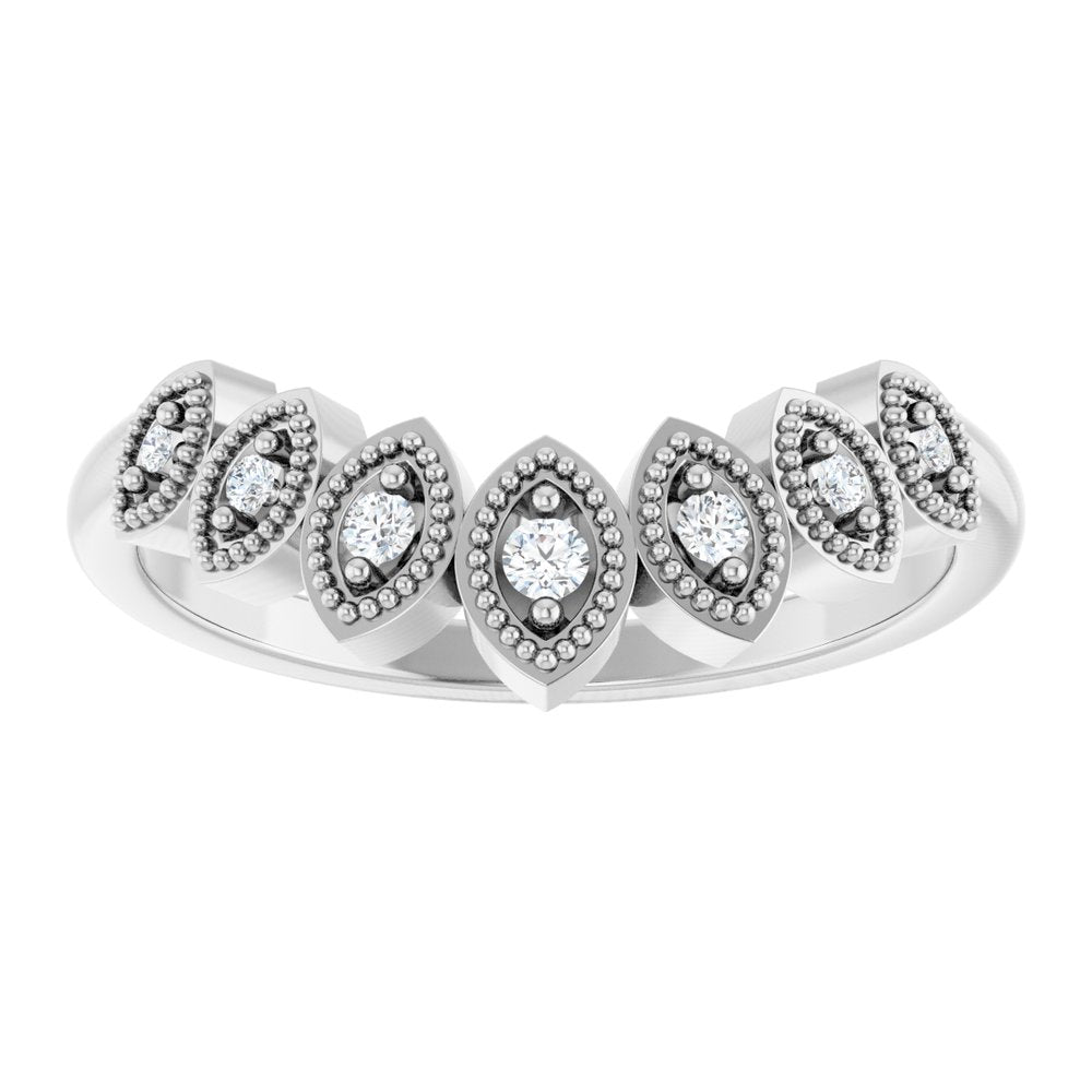 14K White .06 CTW Natural Diamond Contour band