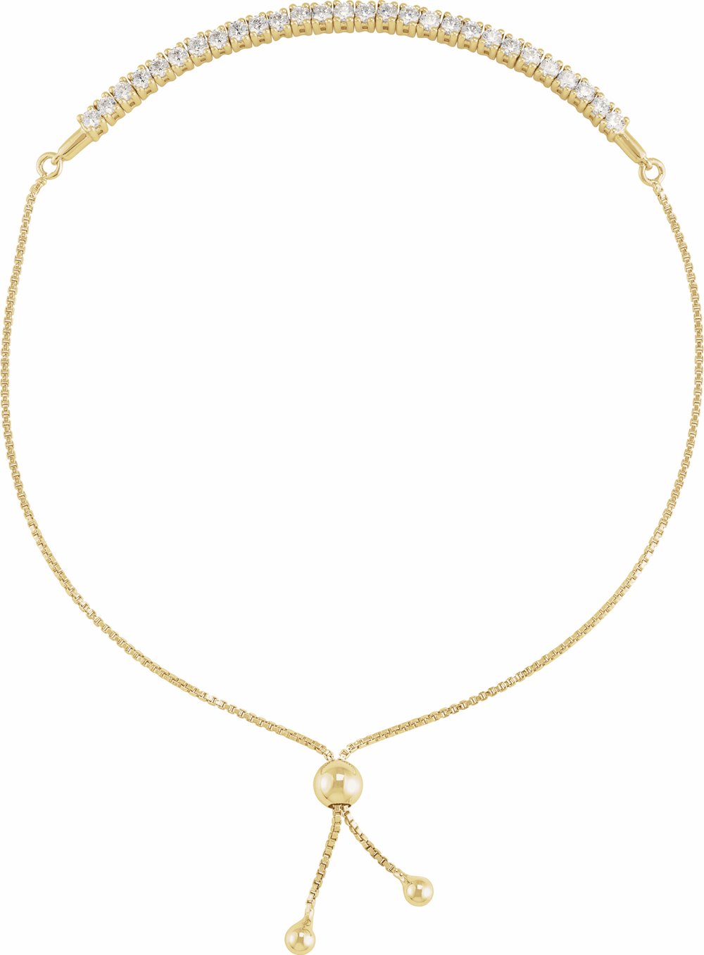 14K Yellow Gold 1 CTW Lab-Grown Diamond Bolo 9 1/2" Bracelet