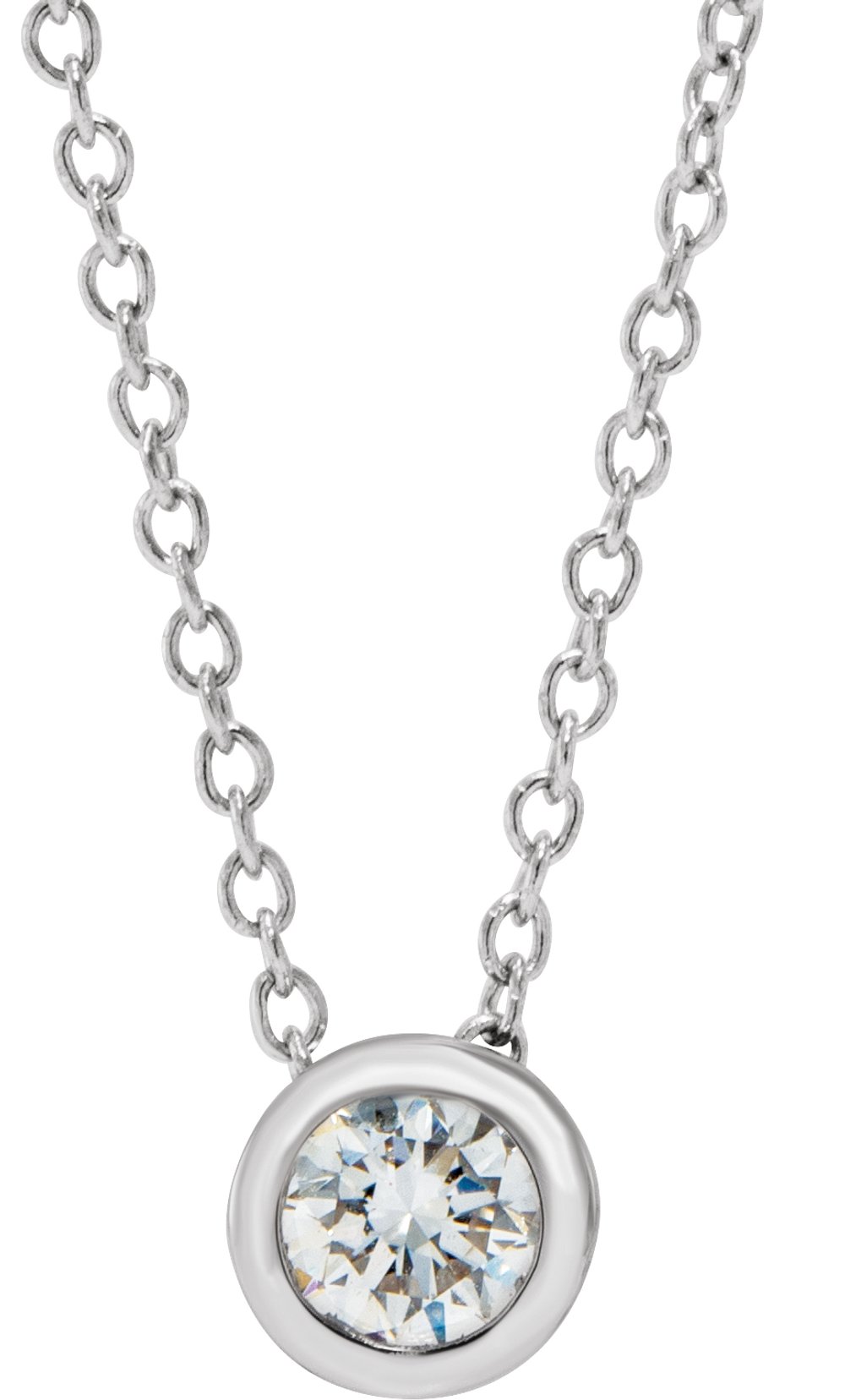 14K White Gold 1/4 CT Lab-Grown Diamond Solitaire 16-18" Necklace