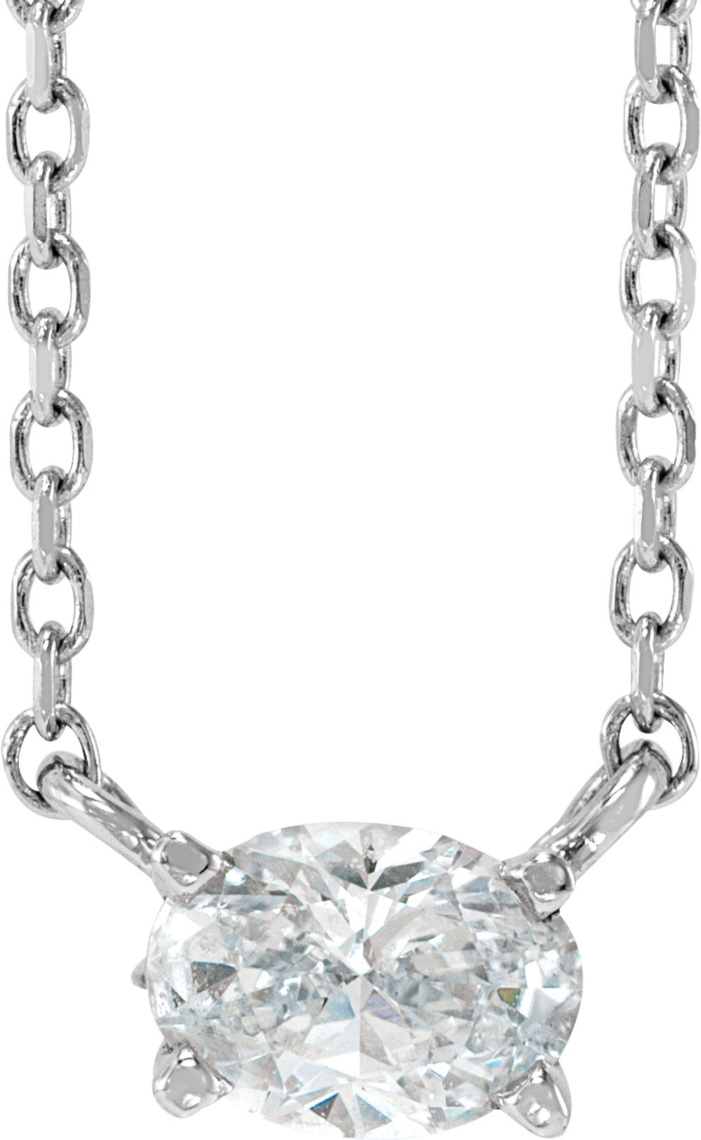 14K White Gold 1/2 CTW Lab-Grown Diamond Solitaire 16-18" Necklace