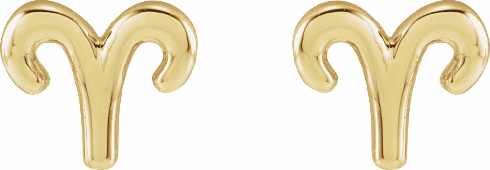 14K Yellow Aries Zodiac Earrings